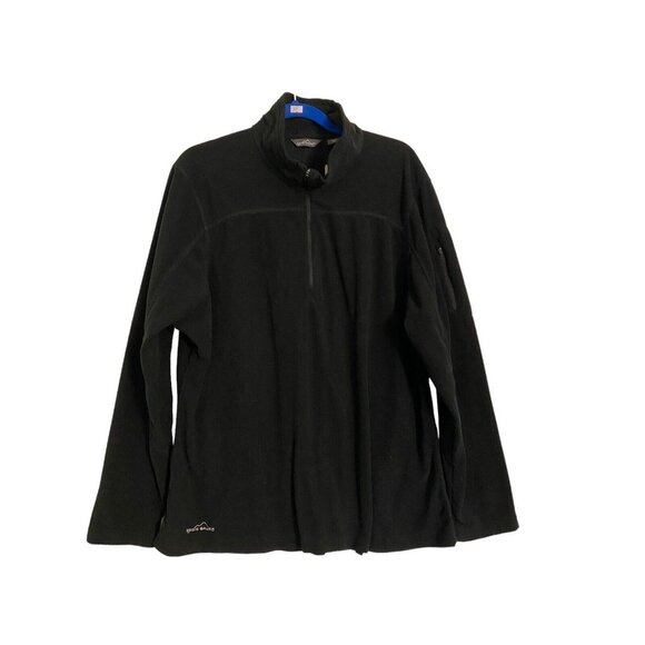 NEW Eddie Bauer Women's Quarter Zip Grid Fleece Jacket Size 2X Black Activewear - Picture 1 of 5